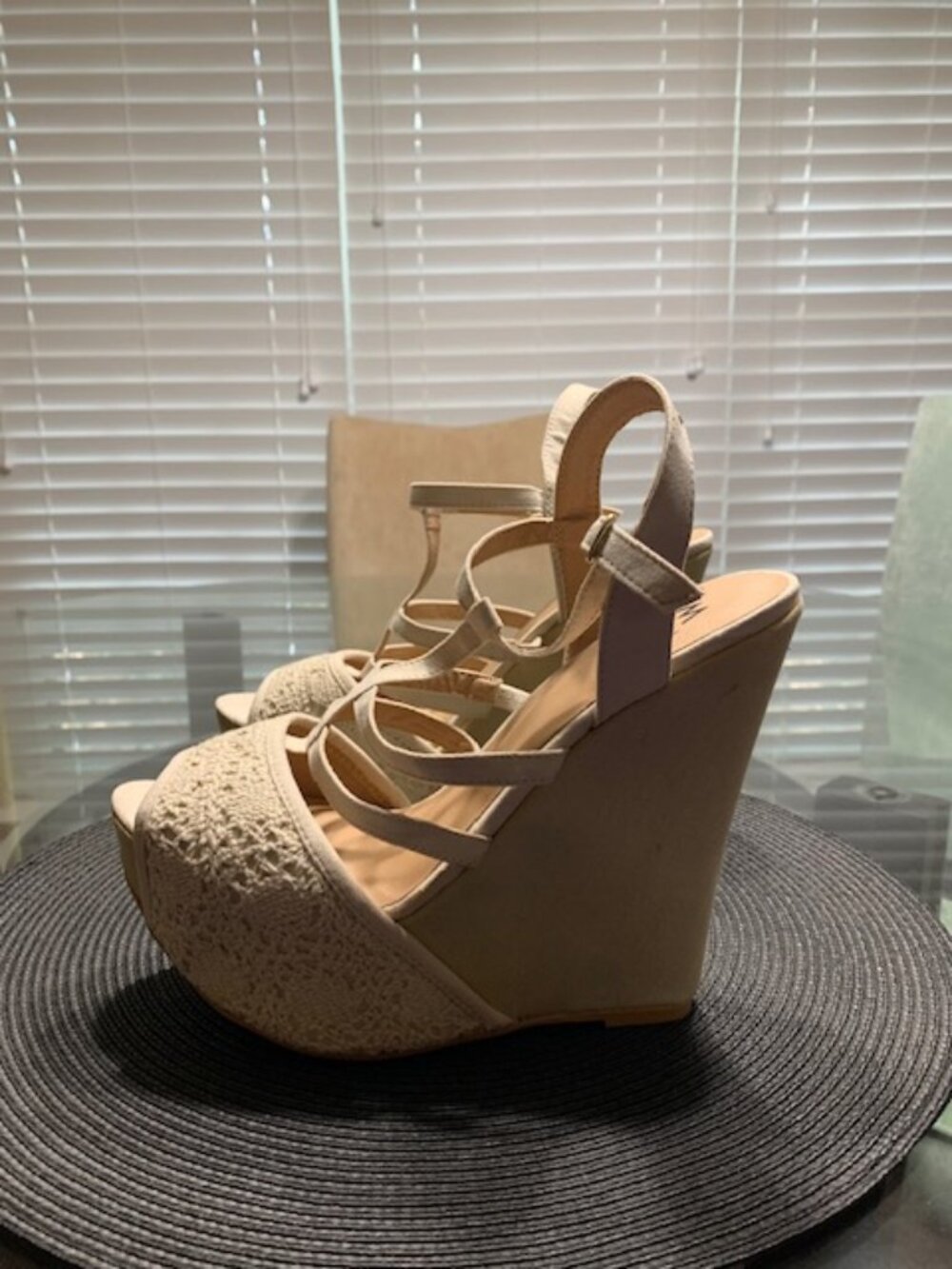 Beige Wedge Sandals • Platform Espadrille Heels • Strappy Summer Shoes
